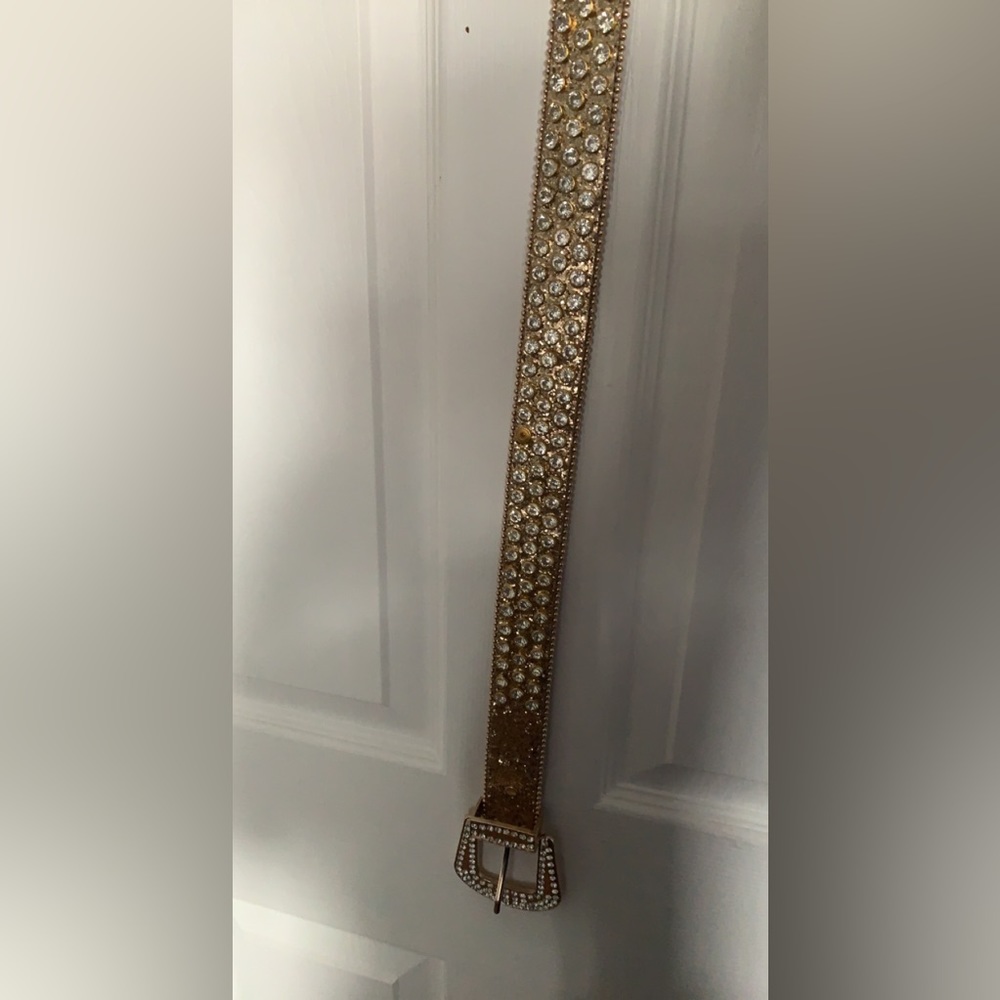 Gold rhinestone buckle belt